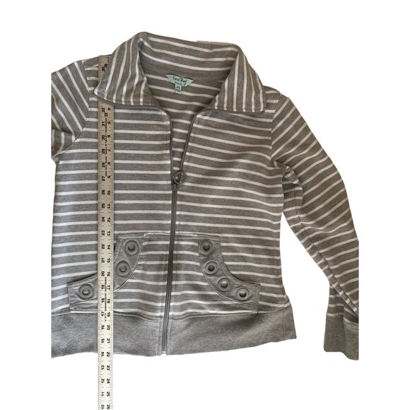 Coral Bay Energy Women's Gray & White Striped Zip-Up Jacket PS - Picture 8 of 8